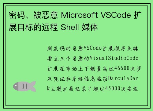 密码、被恶意 Microsoft VSCode 扩展目标的远程 Shell 媒体