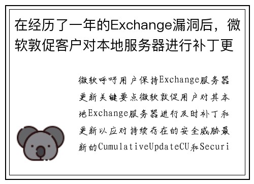 在经历了一年的Exchange漏洞后，微软敦促客户对本地服务器进行补丁更新 媒体